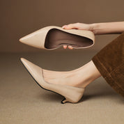 Orlisse Leather Kitten Heel Pumps