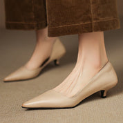 Orlisse Leather Kitten Heel Pumps