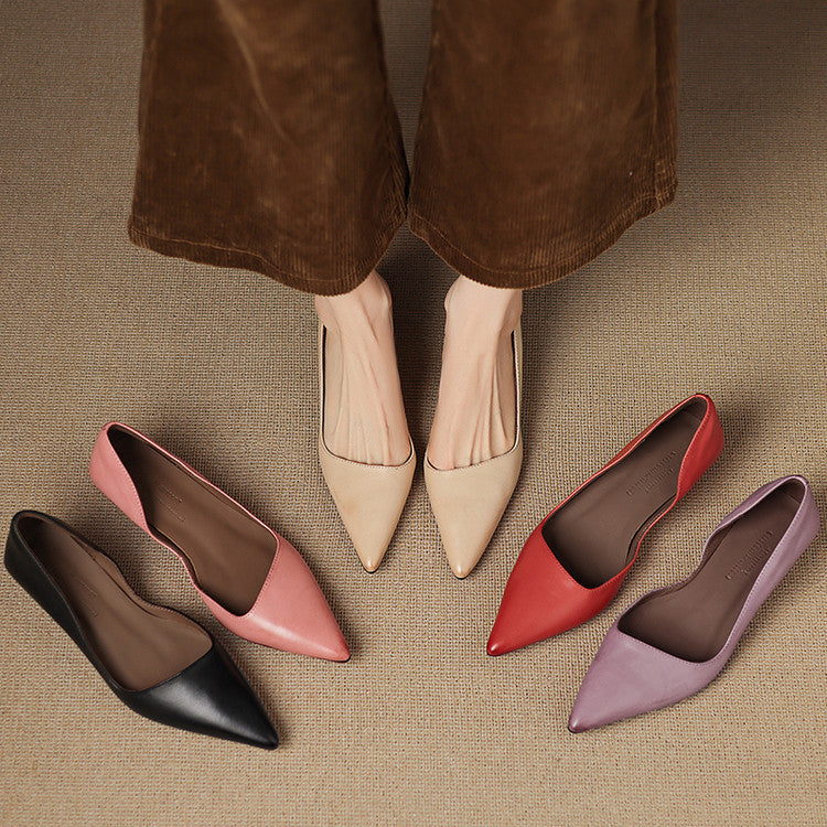 Orlisse Leather Kitten Heel Pumps