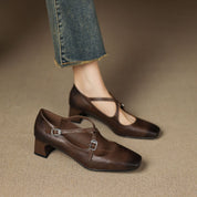 Marvane Leather Kitten Heels