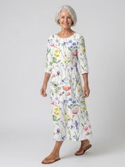 Bobbi | Timeless Botanical Print Midi Dress