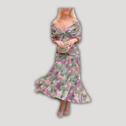 Florendra | Long Floral V Neck Dress
