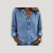 Indie | Blouse with Ruffles, V-Neck and Long Sleeves