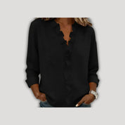 Indie | Blouse with Ruffles, V-Neck and Long Sleeves