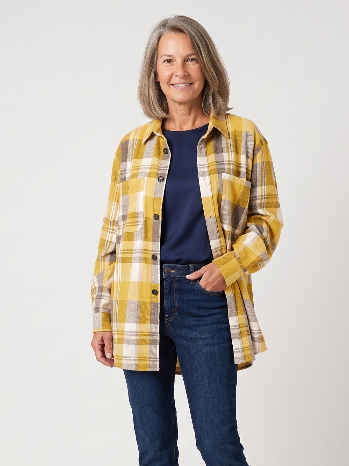 Demi | Oversized Plaid Long-Sleeve Shirt
