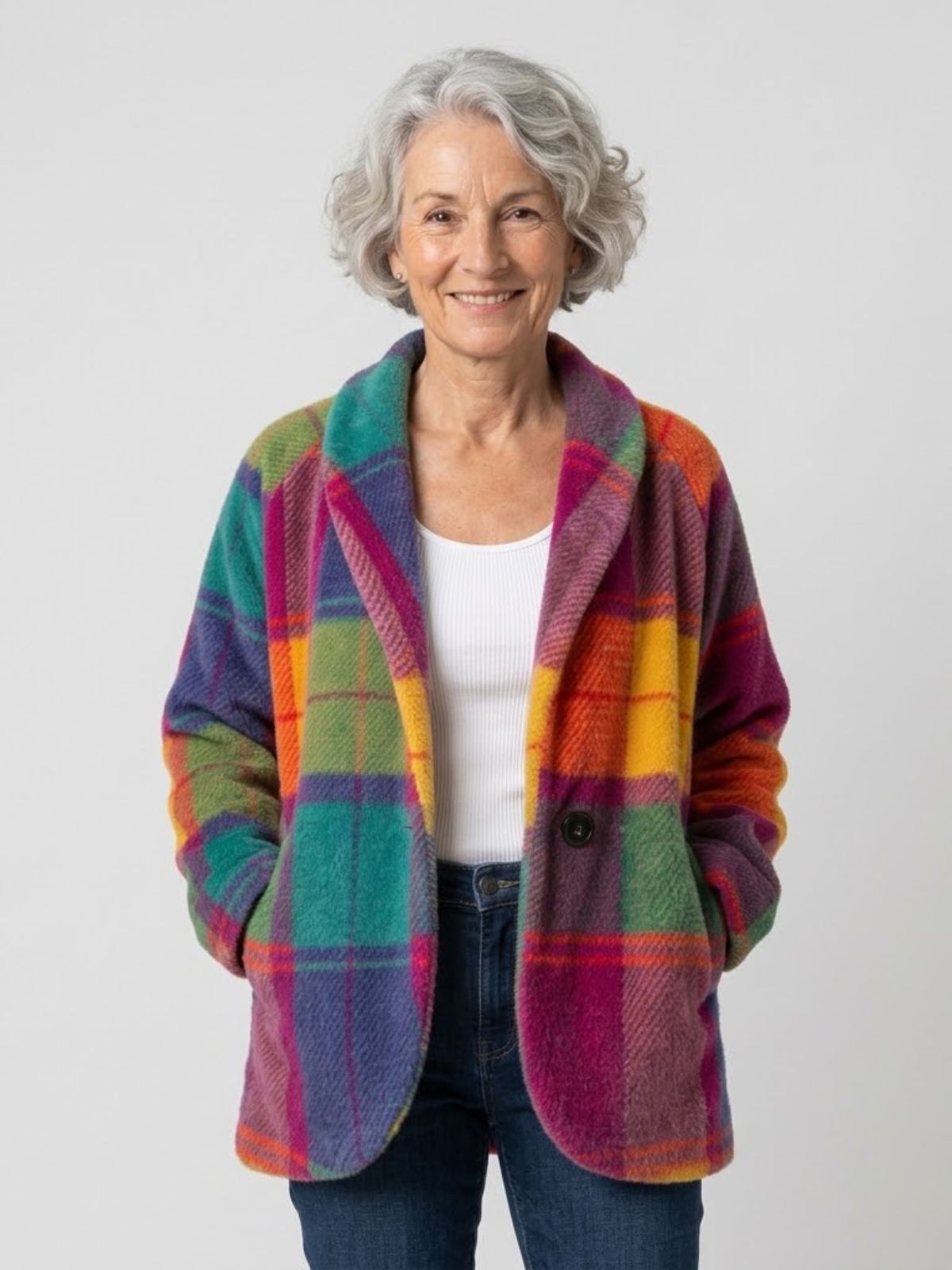 Jenneke | Checkered Mid-Season Jacket