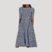 Olivia | Elegant Botanical Print Midi Dress
