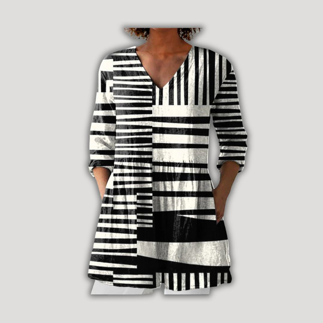 Sophie | Elegant Longline V-Neck Blouse