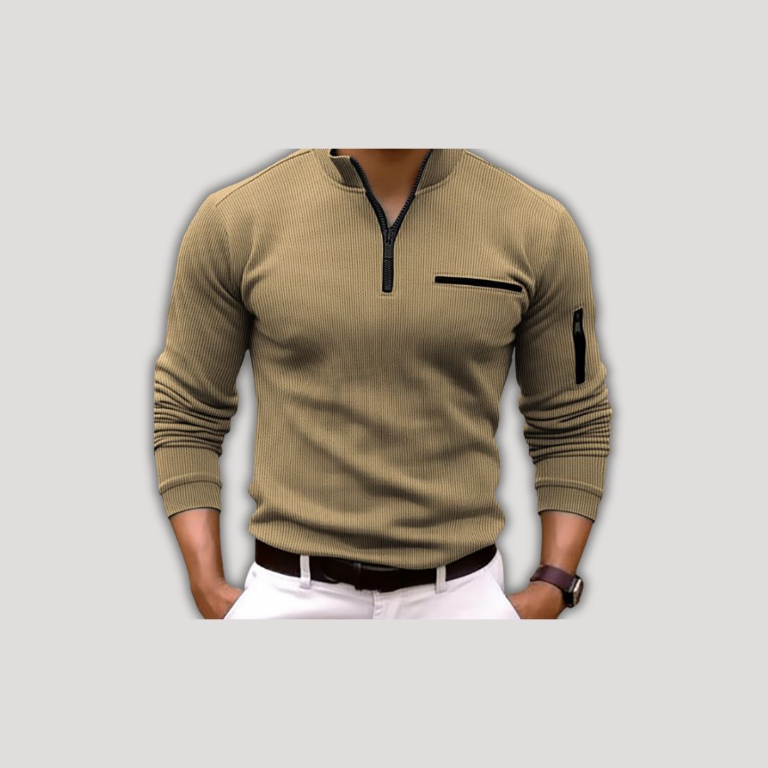 Dan | Long Sleeve Polo Shirt with Zip