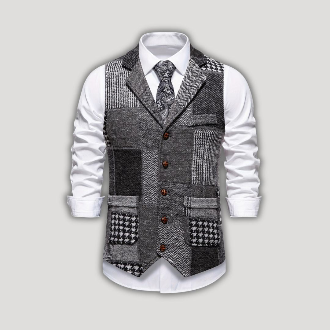 Leo | Waistcoat with Herringbone Pattern