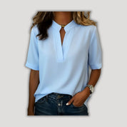 Margaux | Chic Blouse with V-Neck and Gold Detail