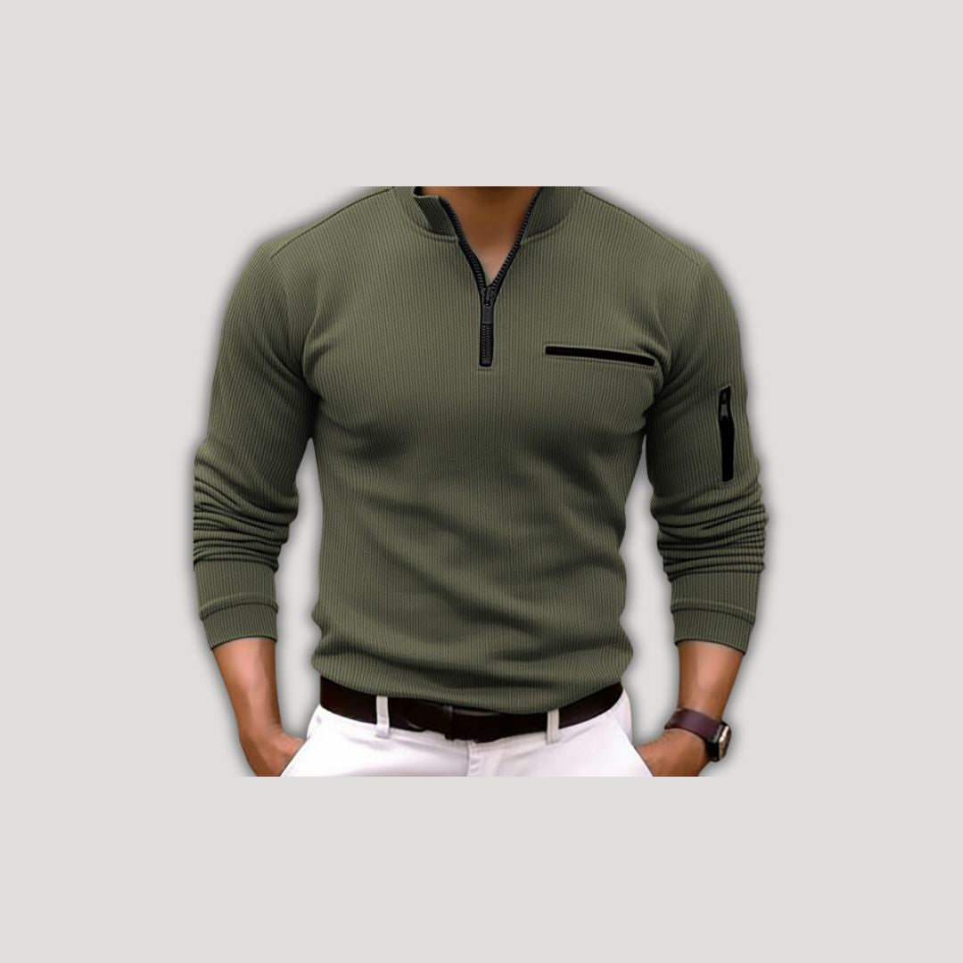 Dan | Long Sleeve Polo Shirt with Zip