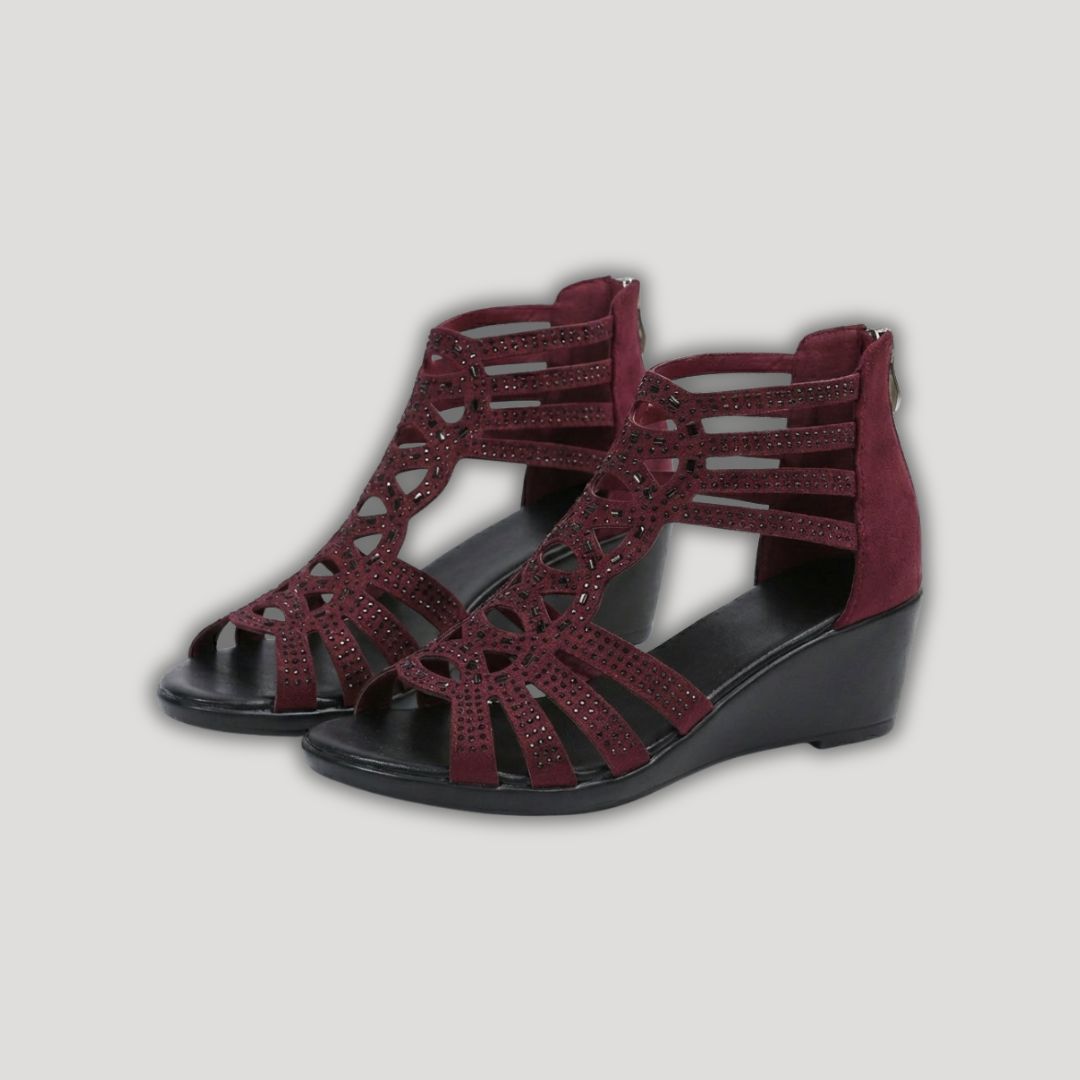 Jeanette | Elegant Cutout Wedge Sandals