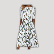 Olivia | Elegant Botanical Print Midi Dress