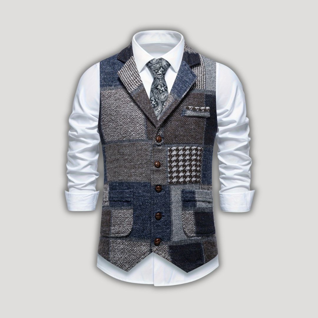 Leo | Waistcoat with Herringbone Pattern