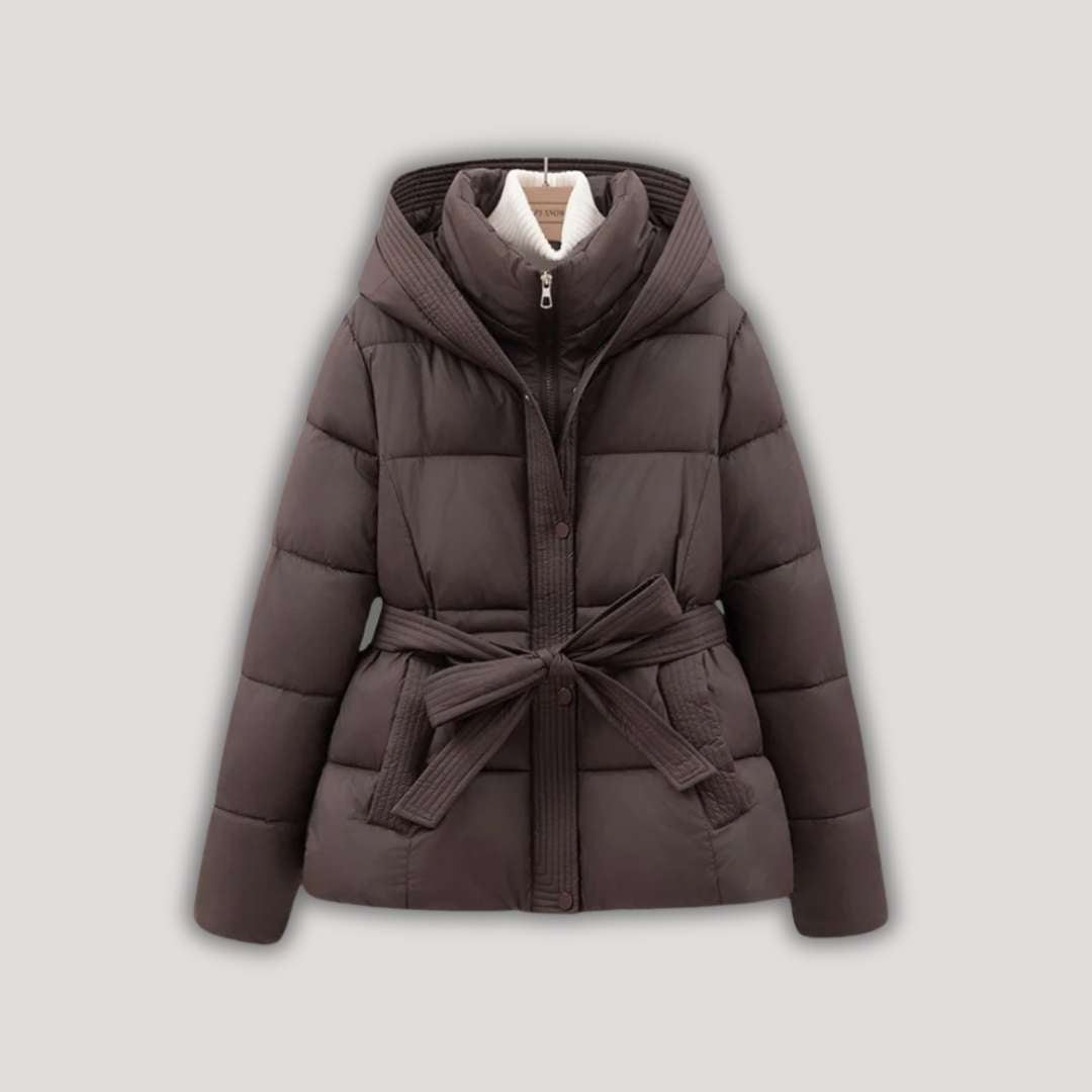 Ciara | Winter Puffer Jacket with Hood snd Belt