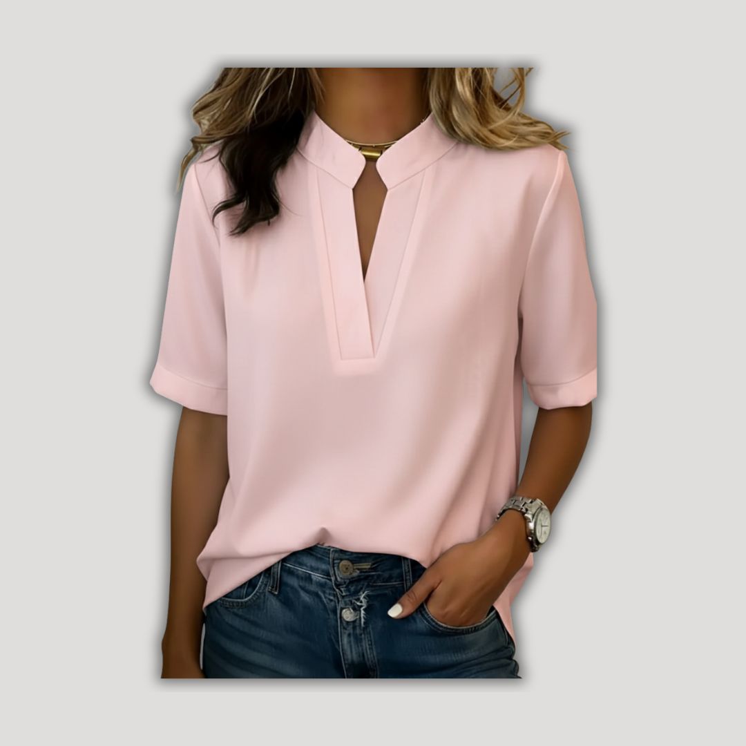 Margaux | Chic Blouse with V-Neck and Gold Detail