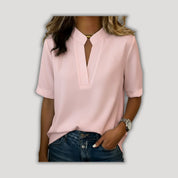 Margaux | Chic Blouse with V-Neck and Gold Detail
