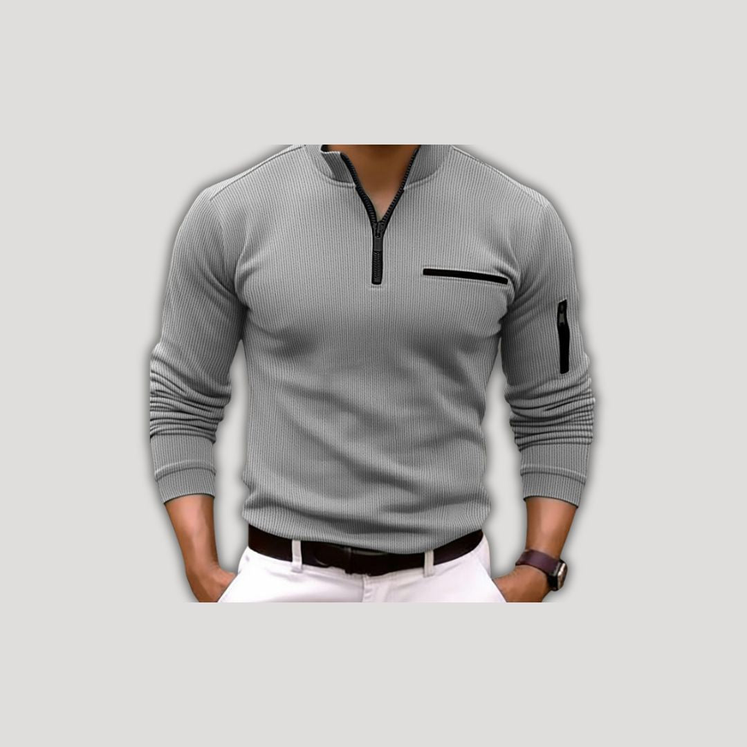 Dan | Long Sleeve Polo Shirt with Zip