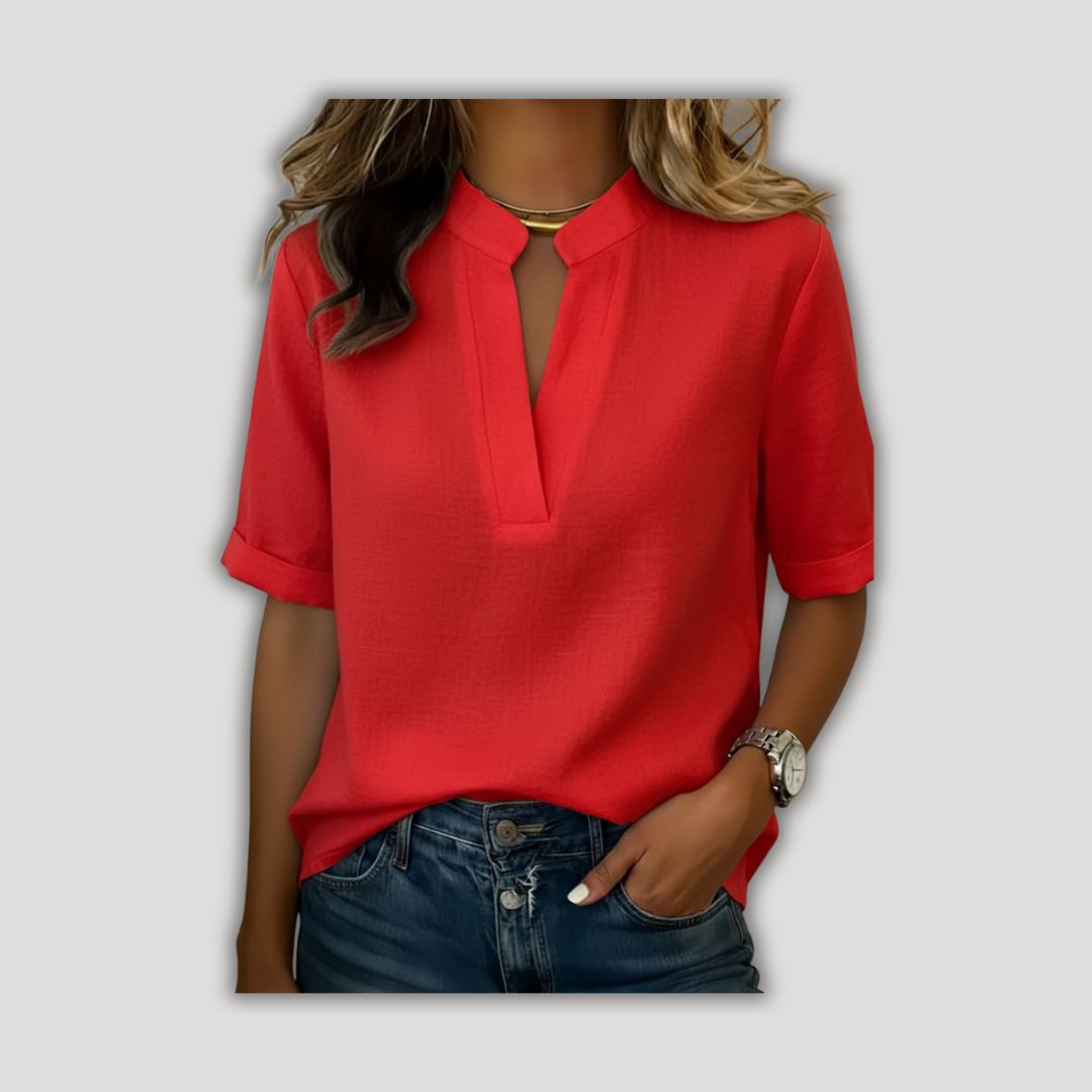 Margaux | Chic Blouse with V-Neck and Gold Detail