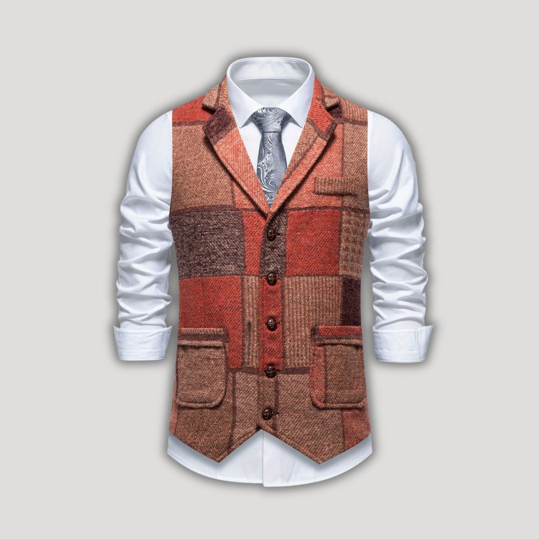 Leo | Waistcoat with Herringbone Pattern