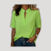 Margaux | Chic Blouse with V-Neck and Gold Detail