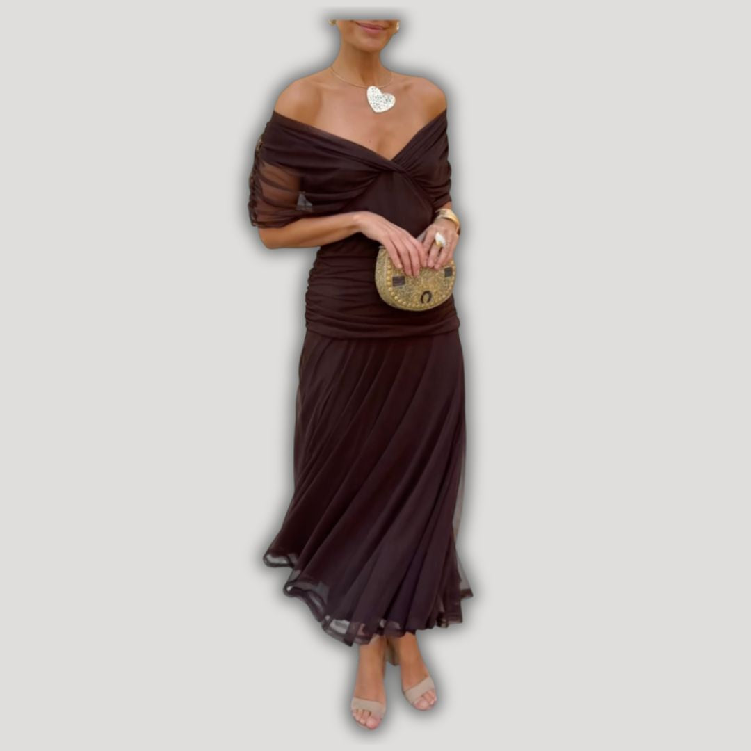 Florendra | Long Floral V Neck Dress