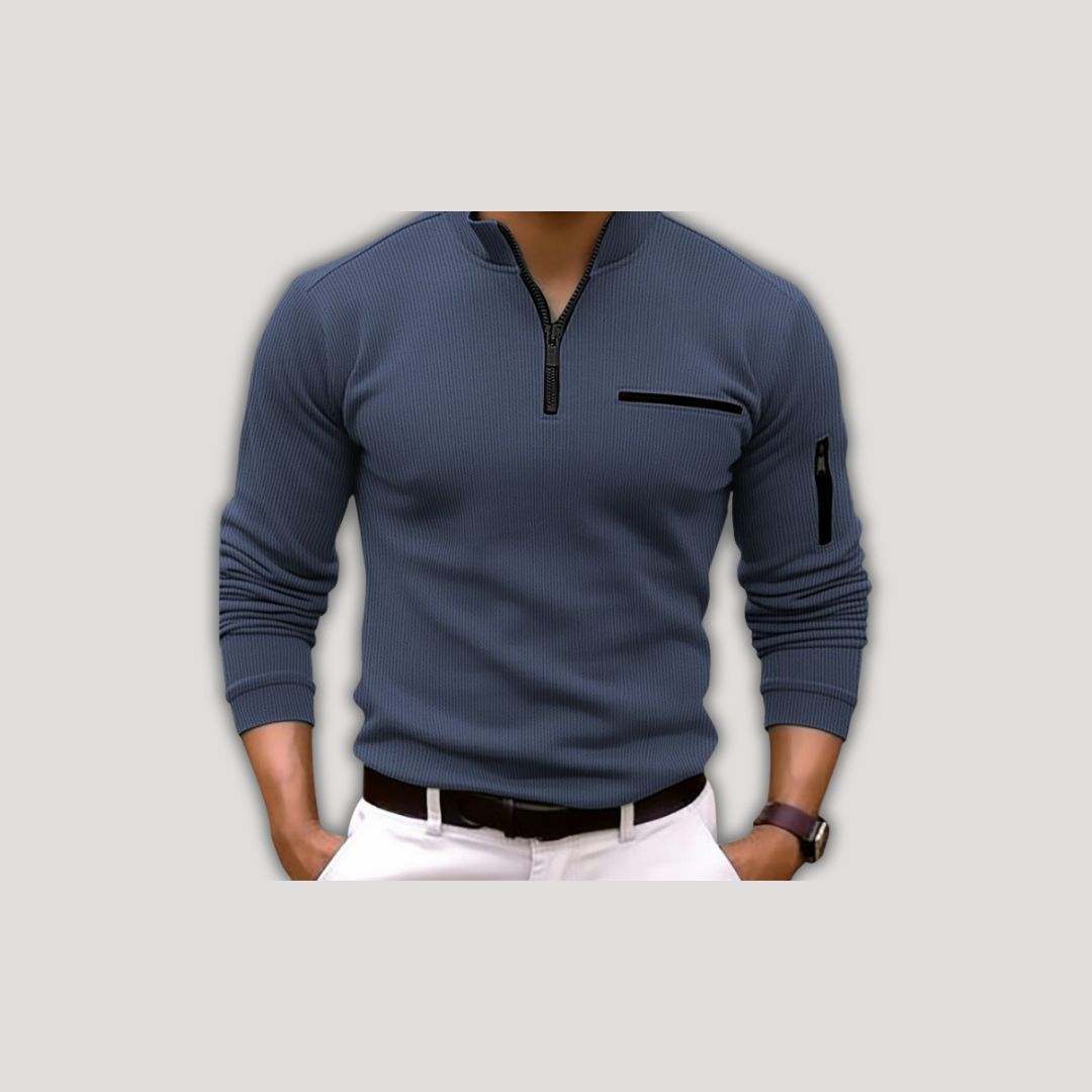 Dan | Long Sleeve Polo Shirt with Zip