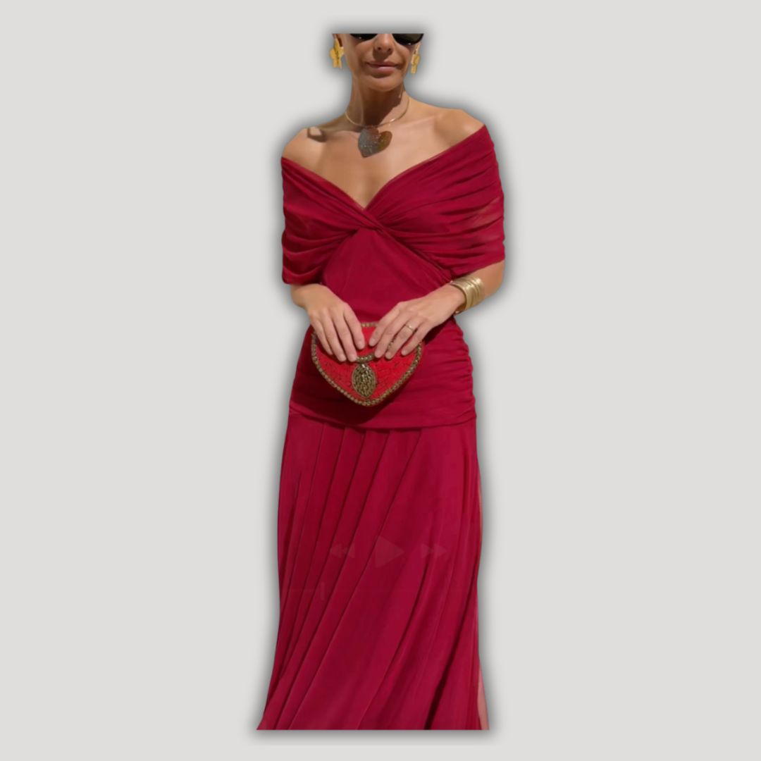 Florendra | Long Floral V Neck Dress