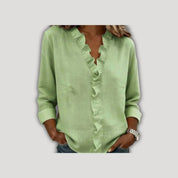 Indie | Blouse with Ruffles, V-Neck and Long Sleeves