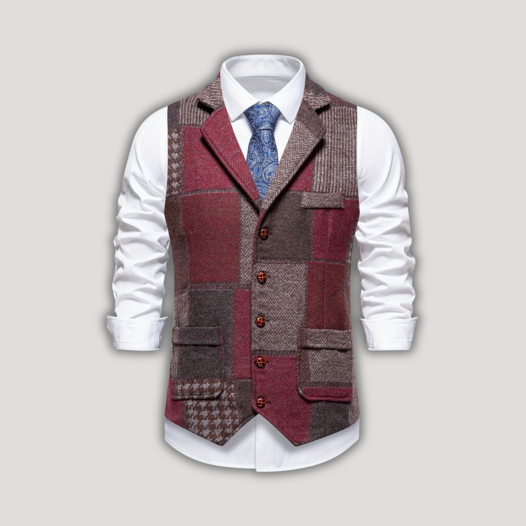 Leo | Waistcoat with Herringbone Pattern