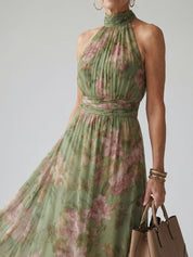 Mirelle | Elegant Gathered Halter Midi Dress