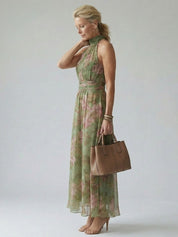 Mirelle | Elegant Gathered Halter Midi Dress