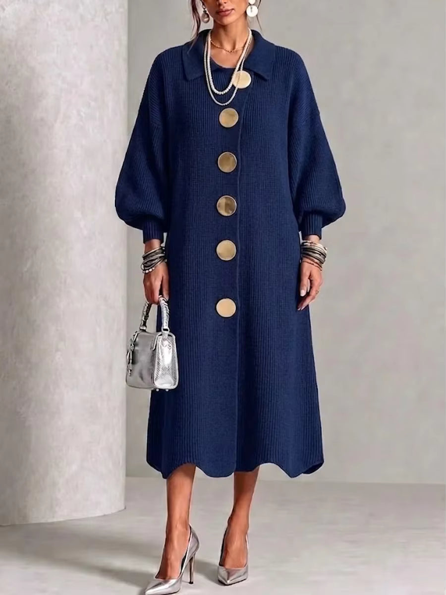 Clarie | Statement Button Knit Maxi Dress