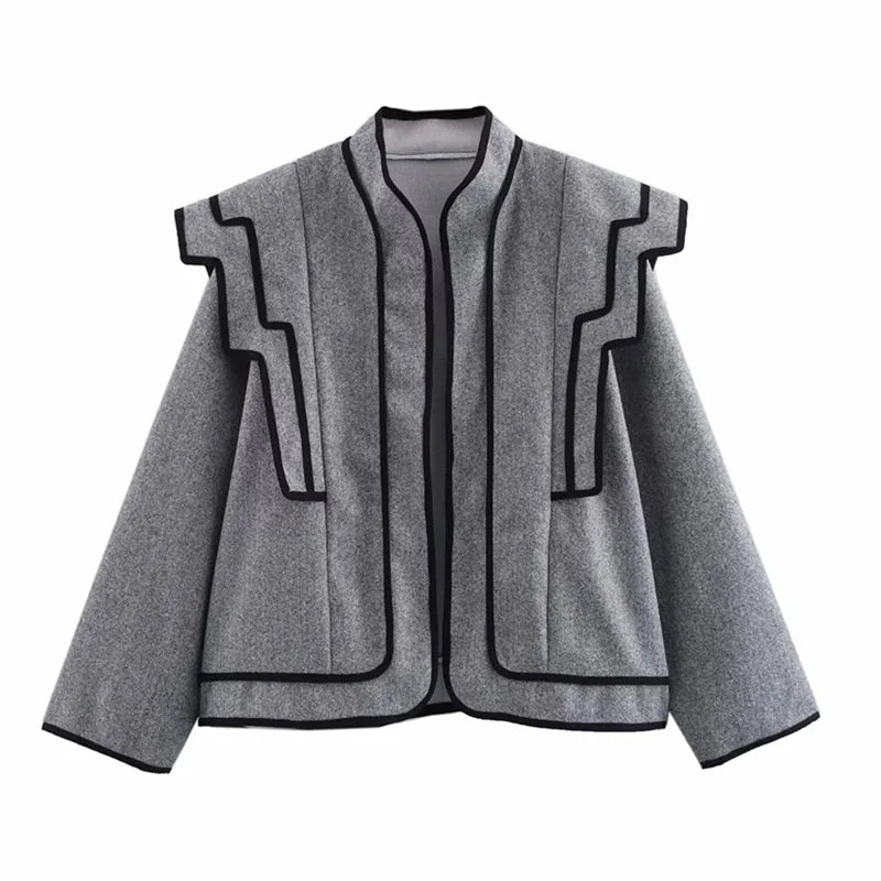 Lea | Cropped autumn loose woolen cardigan
