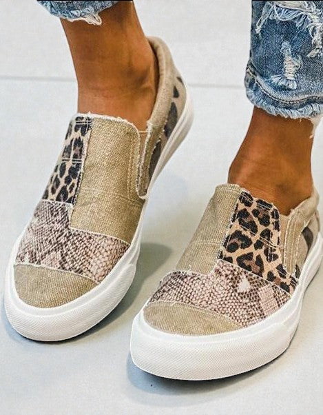 Quinny  | Casual Leopard Print Canvas Shoes