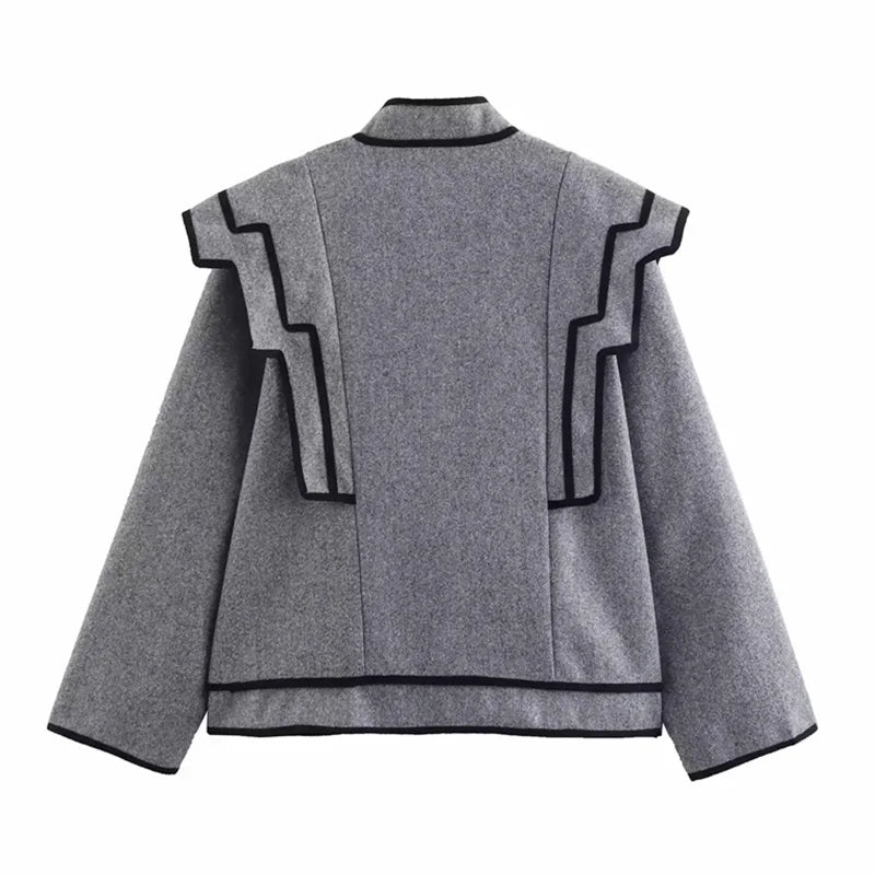 Lea | Cropped autumn loose woolen cardigan
