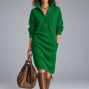 Julie | Button-Collar Midi Dress