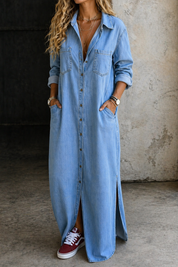 Andrea | Classic Denim-Look Button-Down Dress