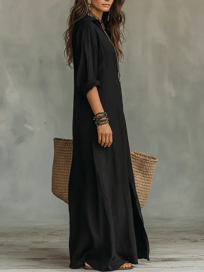 Fay | Relaxed Linen-Look Kaftan Maxi Dress