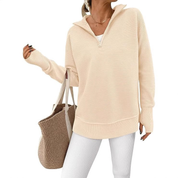 Mabel | Quarter-Zip Ribbed Knit Jumper