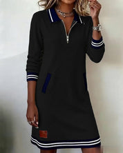 Dorellia | Striped Zip-Neck Sweatdress