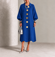 Clarie | Statement Button Knit Maxi Dress