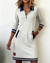 Dorellia | Striped Zip-Neck Sweatdress