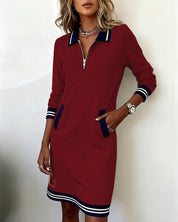 Dorellia | Striped Zip-Neck Sweatdress