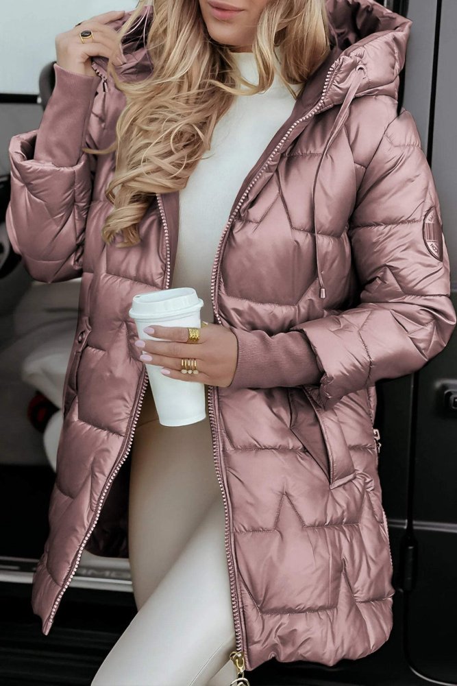 Lina | Long, warm quilted jacket with hood