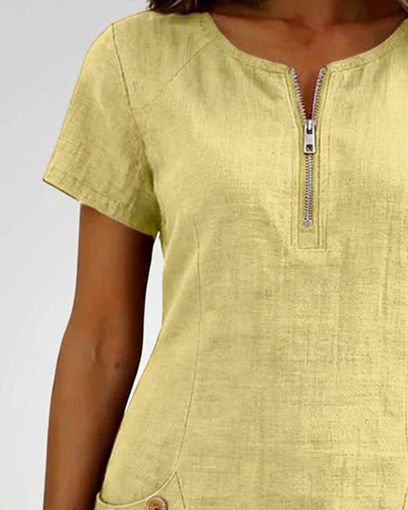 Lynda | Classic Elegant Zip-Neck Dress