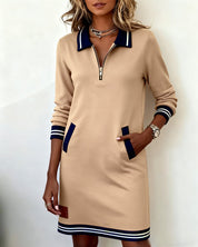 Dorellia | Striped Zip-Neck Sweatdress
