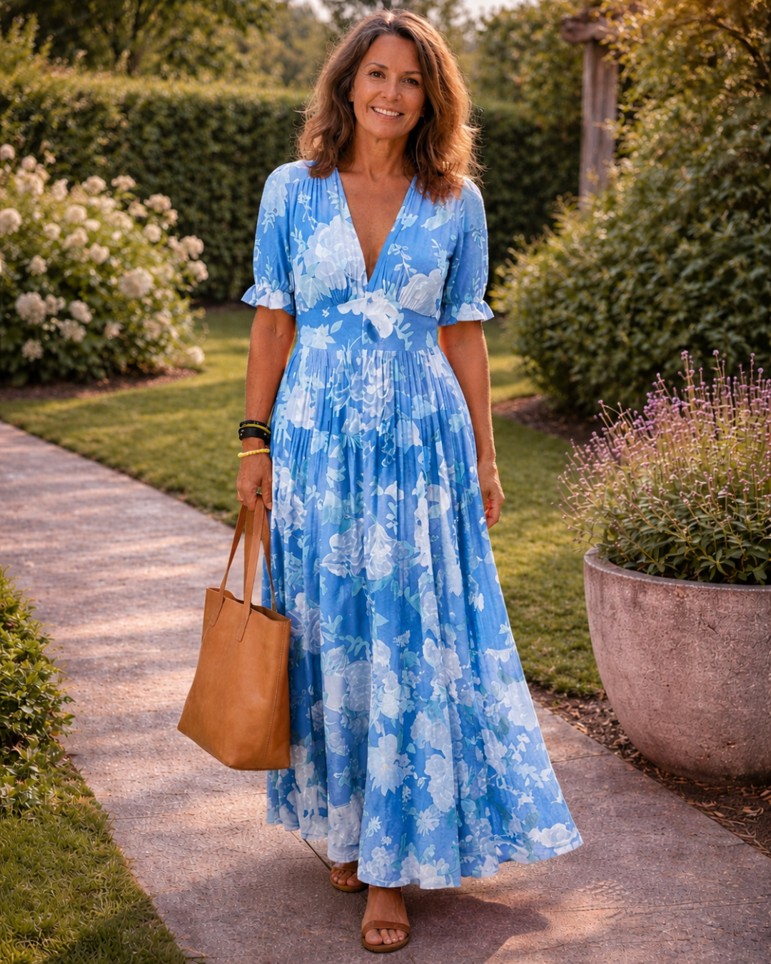 Eva | Vibrant Floral V-Neck Maxi Dress