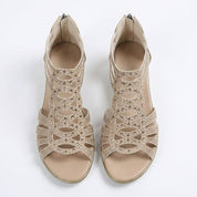 Jeanette | Elegant Cutout Wedge Sandals